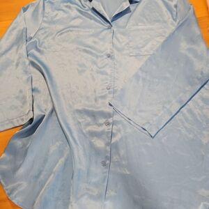 Victoria's Secret Light Blue Satin Pajama Top